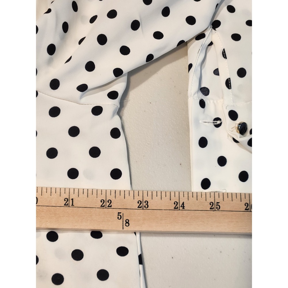 Rachel Zoe Womens Polka Dot Button Down Blouse Ivory Black Size Large 1289744 - Picture 7 of 7